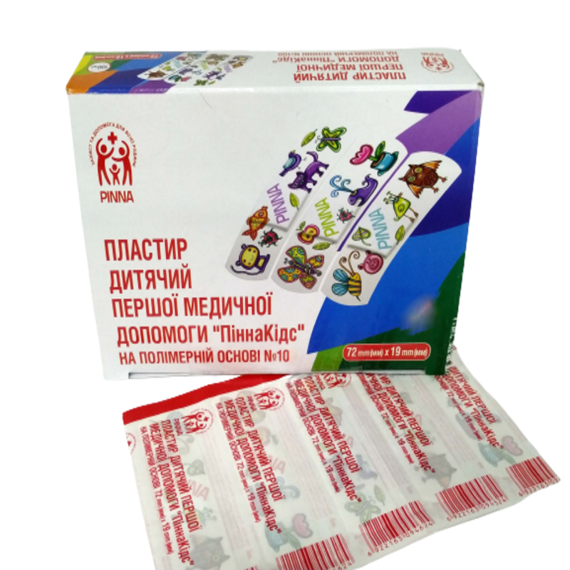 Пластир дитячий першої медичної допомоги ПіннаКідс 72mm х 19mm №100